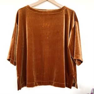 Uniqlo Brown/Burnt Orange Velvet Relaxed Fit Shirt